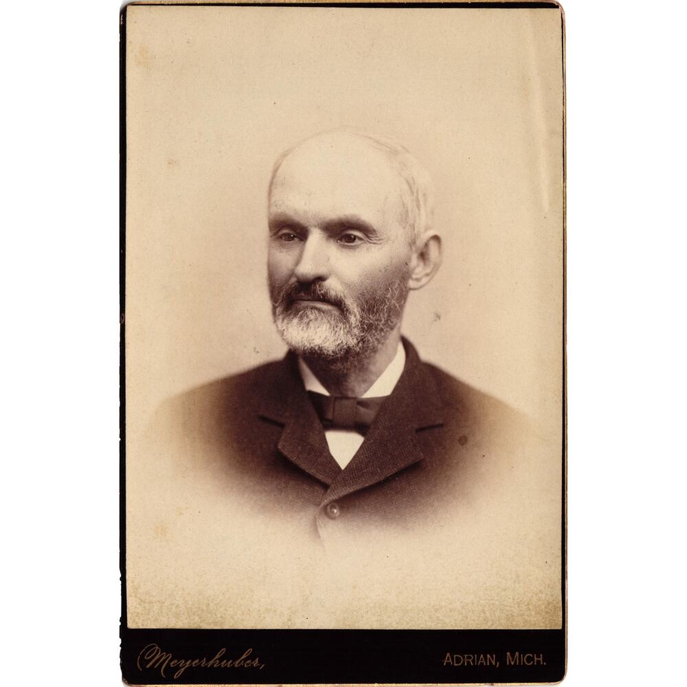 Antique 1800s Cabinet Card‎ Photo Bearded Gentleman Meyerhuber Adrian Michigan